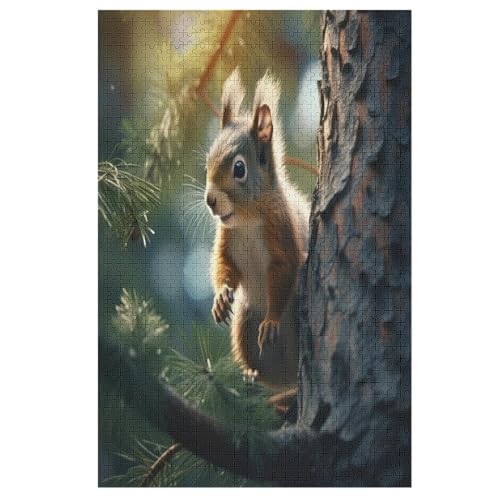 Eichhörnchen 1000 Teile Puzzles Für Erwachsene, Impossible Puzzle, Geschicklichkeitsspiel Für Die Ganze Familie, Kinder Holzpuzzle （78×53cm） von DDFRTYY