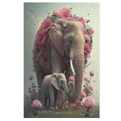 Elefant Puzzle 1000 Teile, Holzpuzzle Herausforderndes Geschicklichkeitsspiel Für Die Ganze Familie, Kinder Erwachsenenpuzzle Ab 12 Jahren （78×53cm） von DDFRTYY