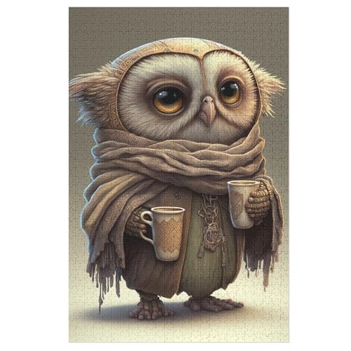 Eule Holzpuzzle 1000 Teile Klassische Puzzles Erwachsene Kinder Puzzle DIY Kit Holzspielzeug Einzigartiges Geschenk （78×53cm） von DDFRTYY