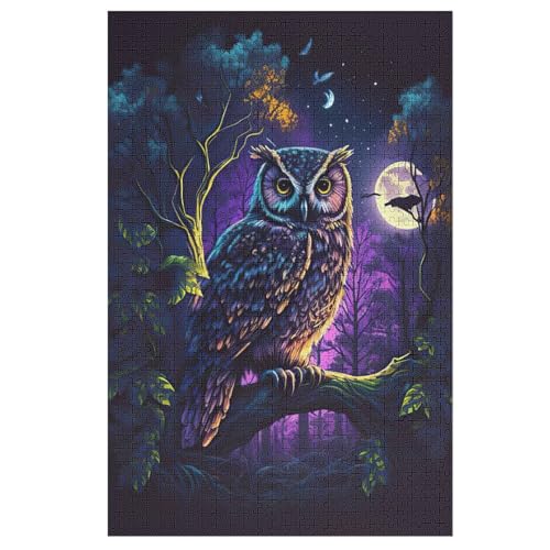 Eule Puzzle 1000 Teile, Holzpuzzle Herausforderndes Geschicklichkeitsspiel Für Die Ganze Familie, Kinder Erwachsenenpuzzle Ab 12 Jahren （78×53cm） von DDFRTYY