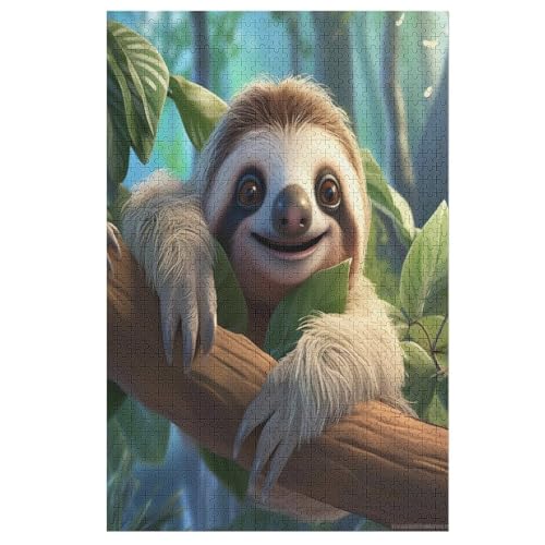 Faultier 1000 Teile Puzzles Für Erwachsene, Impossible Puzzle, Geschicklichkeitsspiel Für Die Ganze Familie, Kinder Holzpuzzle （78×53cm） von DDFRTYY