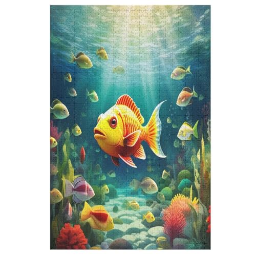 Fisch Holzpuzzle 1000 Teile, Knobelspiele Für Erwachsene, Teenager, Puzzles Unmögliche - Kinder Puzzle Zimmer Deko （78×53cm） von DDFRTYY