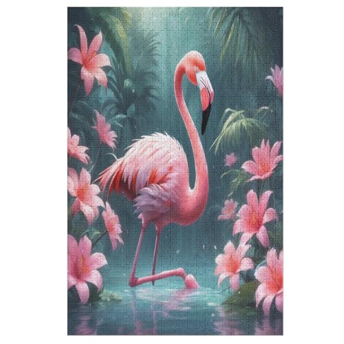 Flamingo Holzpuzzle 1000 Teile, Knobelspiele Für Erwachsene, Teenager, Puzzles Unmögliche - Kinder Puzzle Zimmer Deko （78×53cm） von DDFRTYY