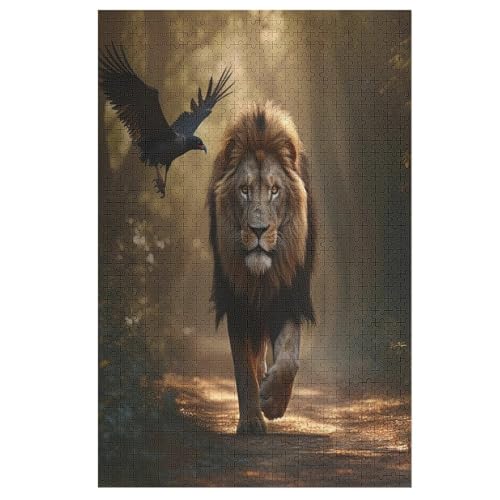 Für Erwachsene 1000-Teiliges Animal Löwe -Puzzles, Holzbrett-Puzzle, Für Kinder, Geschenke, （78×53cm） von DDFRTYY