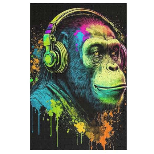 Gorillas Holzpuzzle 1000 Teile Klassische Puzzles Erwachsene Kinder Puzzle DIY Kit Holzspielzeug Einzigartiges Geschenk （78×53cm） von DDFRTYY