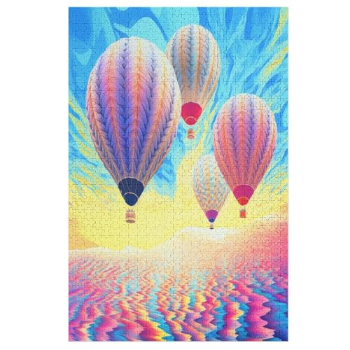 Heißluftballon Puzzle 1000 Teile, Holzpuzzle Für Erwachsene Kinder, Impossible Puzzles, Geschicklichkeitsspiel Für Die Ganze Familie （78×53cm） von DDFRTYY