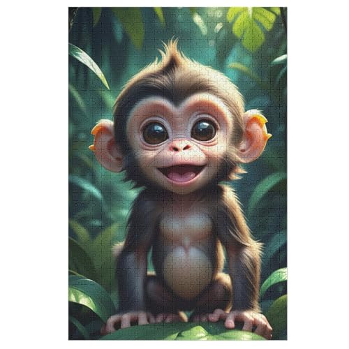 Holzpuzzles 1000 Teile AFFE -Puzzle Für Jungen Und Mädchen, Schwierigkeitsgrad, Lernspiele, Familienspielzeug （78×53cm） von DDFRTYY