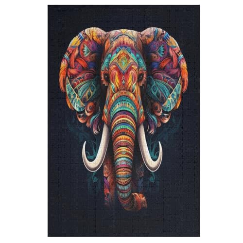 Holzpuzzles 1000 Teile Animal Elefant -Puzzle Für Jungen Und Mädchen, Schwierigkeitsgrad, Lernspiele, Familienspielzeug （78×53cm） von DDFRTYY