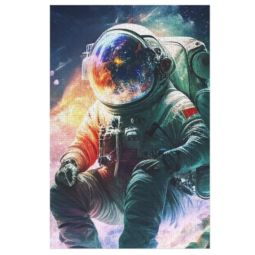 Holzpuzzles 1000 Teile Astronaut -Puzzle Für Jungen Und Mädchen, Schwierigkeitsgrad, Lernspiele, Familienspielzeug （78×53cm） von DDFRTYY