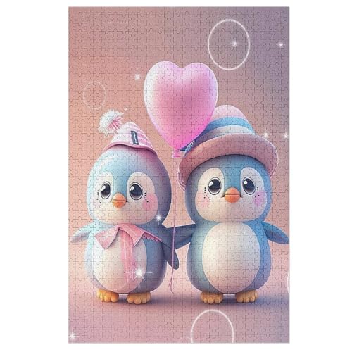 Holzpuzzles 1000 Teile Cute Pinguin -Puzzle Für Jungen Und Mädchen, Schwierigkeitsgrad, Lernspiele, Familienspielzeug （78×53cm） von DDFRTYY