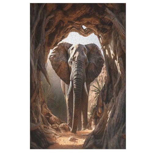 Holzpuzzles 1000 Teile Elefant -Puzzle Für Jungen Und Mädchen, Schwierigkeitsgrad, Lernspiele, Familienspielzeug （78×53cm） von DDFRTYY