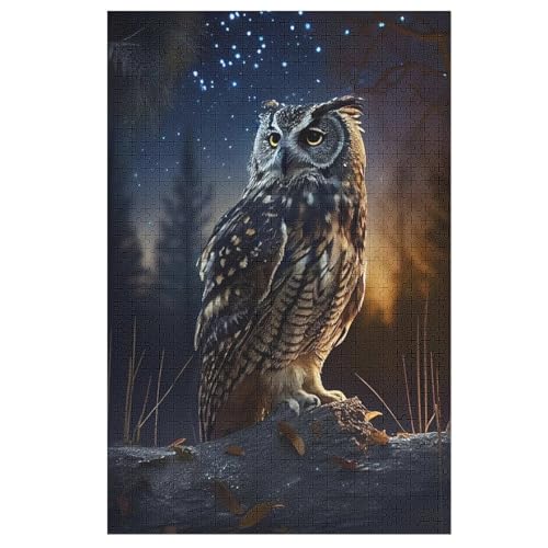 Holzpuzzles 1000 Teile Eule -Puzzle Für Jungen Und Mädchen, Schwierigkeitsgrad, Lernspiele, Familienspielzeug （78×53cm） von DDFRTYY