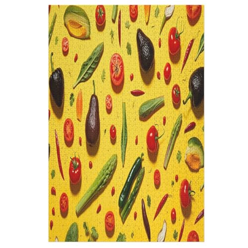 Holzpuzzles 1000 Teile Gemüse -Puzzle Für Jungen Und Mädchen, Schwierigkeitsgrad, Lernspiele, Familienspielzeug （78×53cm） von DDFRTYY