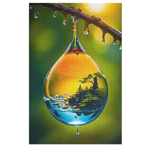 Holzpuzzles 1000 Teile Goutte D'eau -Puzzle Für Jungen Und Mädchen, Schwierigkeitsgrad, Lernspiele, Familienspielzeug （78×53cm） von DDFRTYY