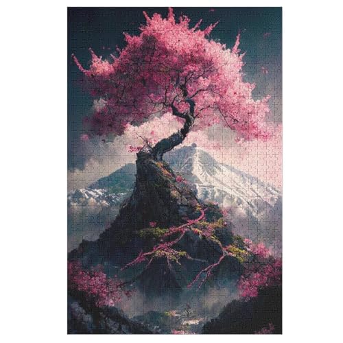 Holzpuzzles 1000 Teile Japanische Kirschblüten -Puzzle Für Jungen Und Mädchen, Schwierigkeitsgrad, Lernspiele, Familienspielzeug （78×53cm） von DDFRTYY