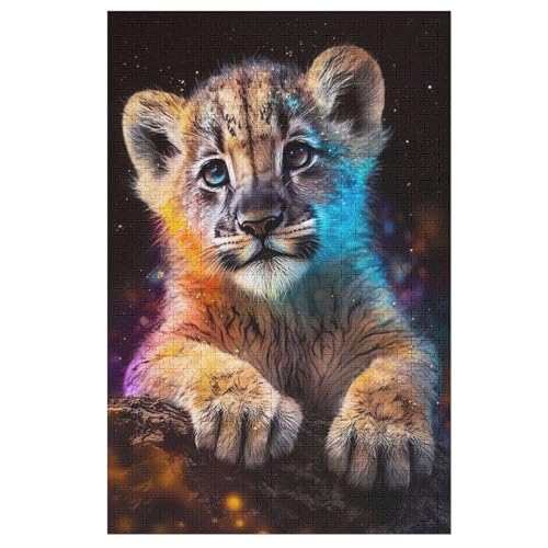 Holzpuzzles 1000 Teile Löwe -Puzzle Für Jungen Und Mädchen, Schwierigkeitsgrad, Lernspiele, Familienspielzeug （78×53cm） von DDFRTYY