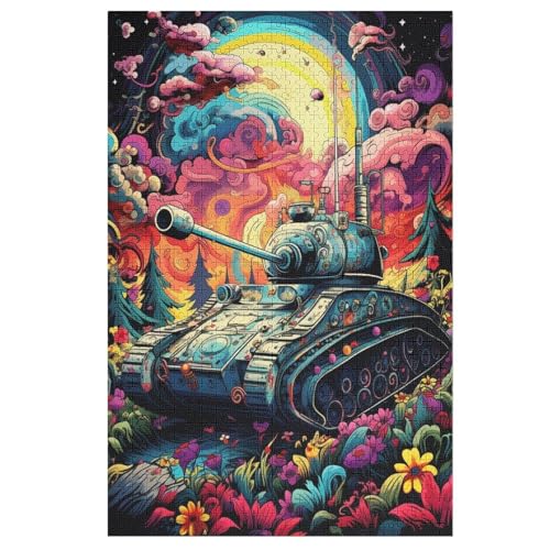 Holzpuzzles 1000 Teile Panzer -Puzzle Für Jungen Und Mädchen, Schwierigkeitsgrad, Lernspiele, Familienspielzeug （78×53cm） von DDFRTYY