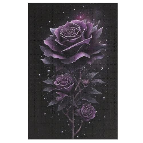 Holzpuzzles 1000 Teile Rose -Puzzle Für Jungen Und Mädchen, Schwierigkeitsgrad, Lernspiele, Familienspielzeug （78×53cm） von DDFRTYY