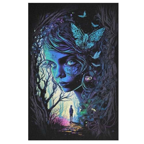 Holzpuzzles 1000 Teile Verzaubert-Woods -Puzzle Für Jungen Und Mädchen, Schwierigkeitsgrad, Lernspiele, Familienspielzeug （78×53cm） von DDFRTYY