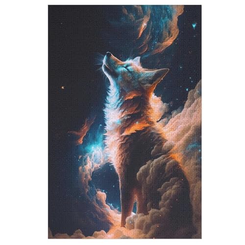 Holzpuzzles 1000 Teile Wolf -Puzzle Für Jungen Und Mädchen, Schwierigkeitsgrad, Lernspiele, Familienspielzeug （78×53cm） von DDFRTYY