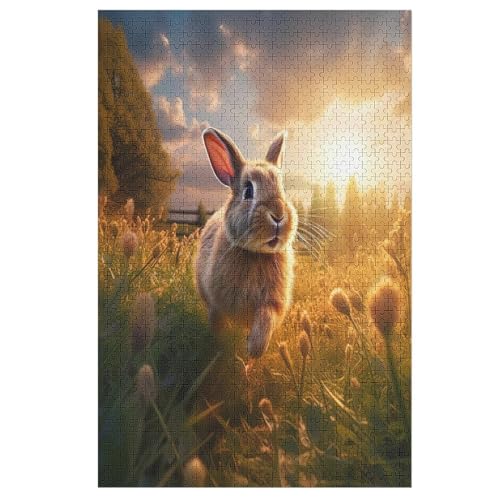 Kaninchen -Puzzle, 1000 Teile,Holzpuzzle Für Erwachsene Kinder, Lustiges Spielzeug, Denkspiel, Bildungsspiel, （78×53cm） von DDFRTYY