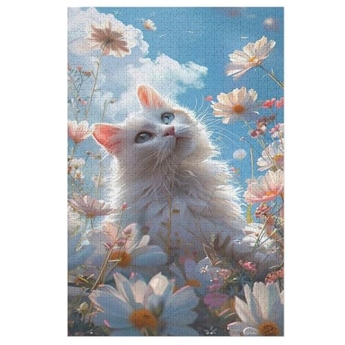 Katze 1000 Teile Puzzles Für Erwachsene Holzpuzzle Familienpuzzlespiel Stressabbau-Puzzle Für Kinder Ab 12 Jahren （78×53cm） von DDFRTYY