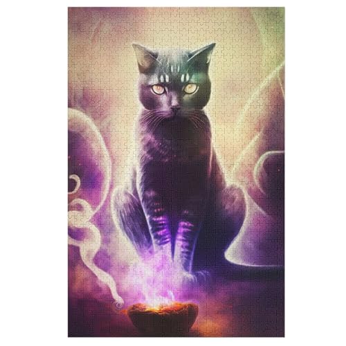 Katze 1000 Teile Puzzles Für Erwachsene Holzpuzzle Familienpuzzlespiel Stressabbau-Puzzle Für Kinder Ab 12 Jahren （78×53cm） von DDFRTYY