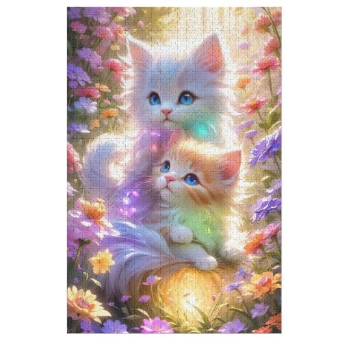 Katze Holzpuzzle 1000 Teile Klassische Puzzles Erwachsene Kinder Puzzle DIY Kit Holzspielzeug Einzigartiges Geschenk （78×53cm） von DDFRTYY