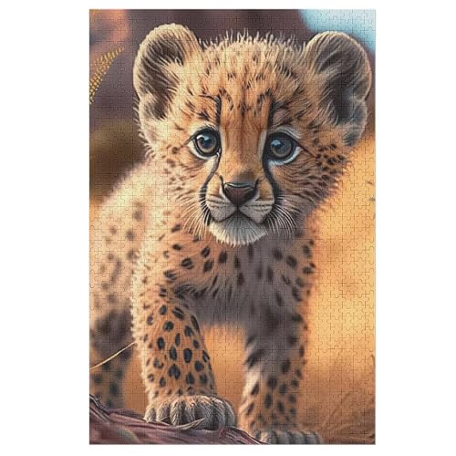 Leopard Holzpuzzle 1000 Teile Klassische Puzzles Erwachsene Kinder Puzzle DIY Kit Holzspielzeug Einzigartiges Geschenk （78×53cm） von DDFRTYY