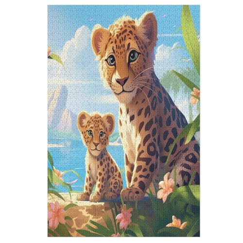 Leopard Puzzle 1000 Teile, Holzpuzzle Für Erwachsene Kinder, Impossible Puzzles, Geschicklichkeitsspiel Für Die Ganze Familie （78×53cm） von DDFRTYY