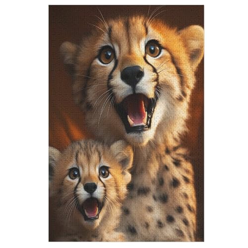 Leopard Puzzles Für Erwachsene, 1000-teiliges Holzpuzzle, Geeignet Für Kinder Ab 12 Jahren, Die Pädagogische Puzzle Lernen （78×53cm） von DDFRTYY