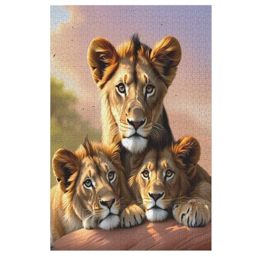 Löwe Puzzle 1000 Teile, Holzpuzzle Herausforderndes Geschicklichkeitsspiel Für Die Ganze Familie, Kinder Erwachsenenpuzzle Ab 12 Jahren （78×53cm） von DDFRTYY
