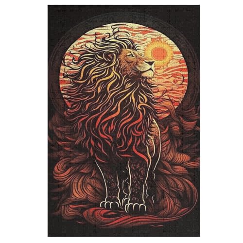 Löwe Puzzle 1000 Teile, Holzpuzzle Herausforderndes Geschicklichkeitsspiel Für Die Ganze Familie, Kinder Erwachsenenpuzzle Ab 12 Jahren （78×53cm） von DDFRTYY