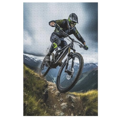 Mountainbike Holzpuzzle 1000 Teile Klassische Puzzles Erwachsene Kinder Puzzle DIY Kit Holzspielzeug Einzigartiges Geschenk （78×53cm） von DDFRTYY