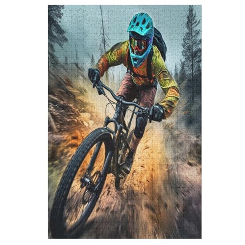 Mountainbike Race Puzzles 1000 Teile Erwachsener Kniffel Spaß Für Die Ganze Familie, Holzpuzzle Kinder Erwachsene, Impossible Puzzle Schwer （78×53cm） von DDFRTYY