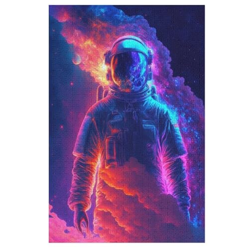 Neon Astronaut Puzzle 1000 Teile, Holzpuzzle Herausforderndes Geschicklichkeitsspiel Für Die Ganze Familie, Kinder Erwachsenenpuzzle Ab 12 Jahren （78×53cm） von DDFRTYY