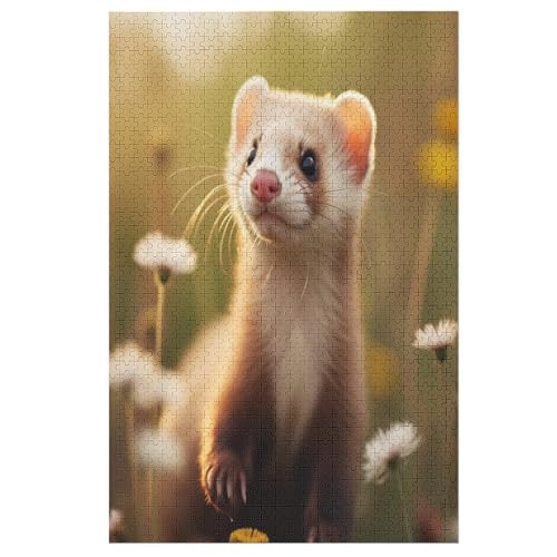 Nerz Holzpuzzle - Puzzle Für Erwachsene, 1000-teilige Puzzles Für Teenager Und Kinder, Herausfordernde Spiele （78×53cm） von DDFRTYY