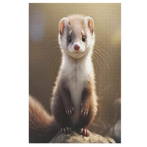 Nerz-Puzzlespiel Aus Holz, 1000 Puzzleteile, Puzzle Für Teenager Und Erwachsene, Kreatives Spielzeug, Puzzles, （78×53cm） von DDFRTYY