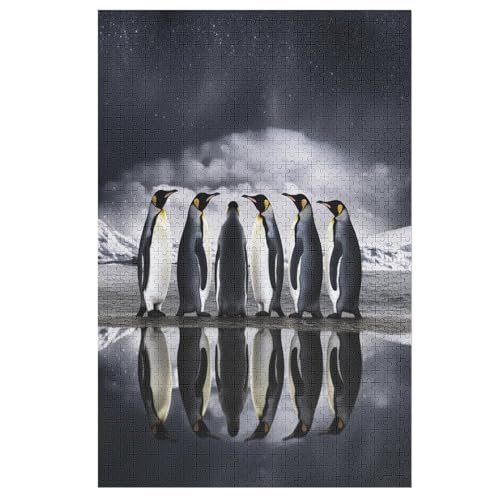 Pinguin Holzpuzzle 1000 Teile Klassische Puzzles Erwachsene Kinder Puzzle DIY Kit Holzspielzeug Einzigartiges Geschenk （78×53cm） von DDFRTYY