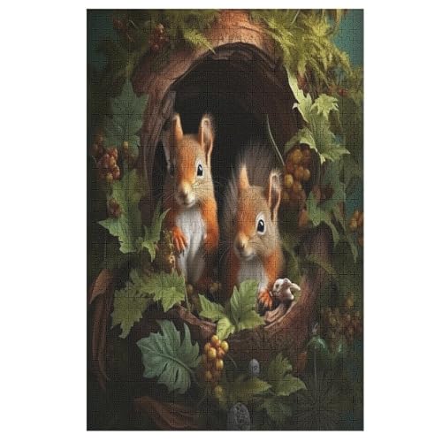 Puzzle 1000 Teile Eichhörnchen Holzpuzzle Für Erwachsene Lernspiel Herausforderungsspielzeug The Puzzles Für Erwachsene Kinder （78×53cm） von DDFRTYY