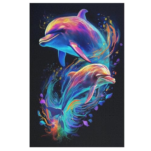 Puzzle Animal Delphin, 1000 Puzzleteile Für Kinder, Holzpuzzles, Geeignet Für Erwachsene Lernspiel, （78×53cm） von DDFRTYY
