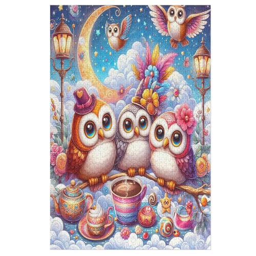 Puzzle Animal Eule, 1000 Puzzleteile Für Kinder, Holzpuzzles, Geeignet Für Erwachsene Lernspiel, （78×53cm） von DDFRTYY