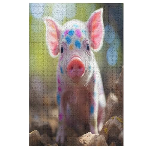Puzzle Für Erwachsene 1000 Teiliges Tier Schwein Puzzles Holzbrettpuzzles Denksportaufgaben Für Kinder （78×53cm） von DDFRTYY