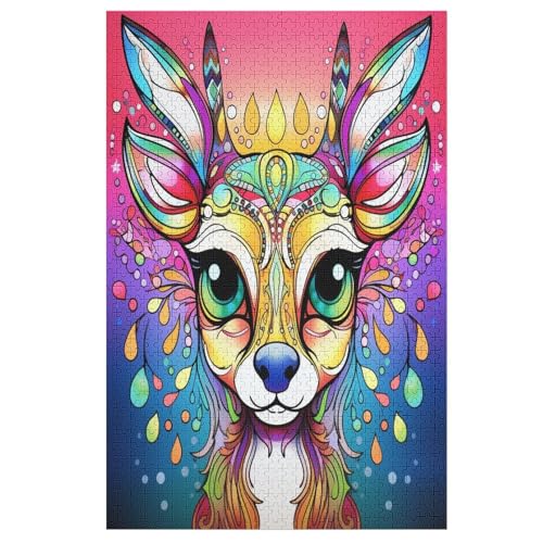 Puzzle Für Kinder, Tier Hirsch -Puzzles Für Erwachsene, 1000-teiliges Holzpuzzle Für Jugendliche, Tolles （78×53cm） von DDFRTYY
