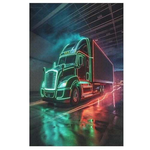 Puzzle LKW, 1000 Puzzleteile Für Kinder, Holzpuzzles, Geeignet Für Erwachsene Lernspiel, 1000 PCS von DDFRTYY