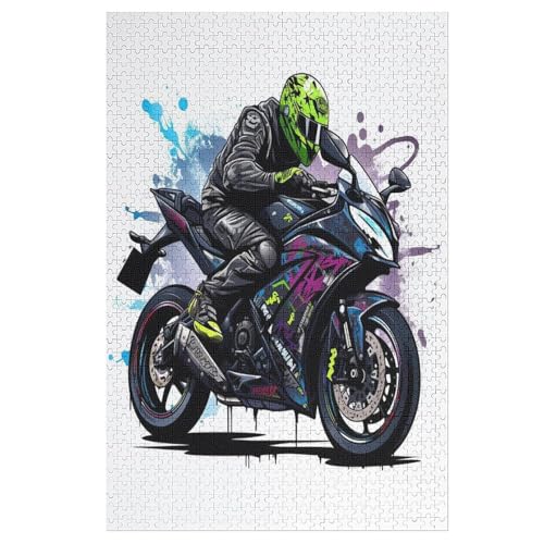 Puzzle Motorrad, 1000 Puzzleteile Für Kinder, Holzpuzzles, Geeignet Für Erwachsene Lernspiel, （78×53cm） von DDFRTYY
