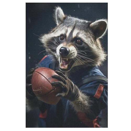 Puzzle Waschbär, 1000 Puzzleteile Für Kinder, Holzpuzzles, Geeignet Für Erwachsene Lernspiel, （78×53cm） von DDFRTYY