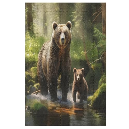 Puzzles Animal Bär, 1000 Teile, Puzzle Aus Holz Für Erwachsene Und Kinder Ab 12 Jahren, Lernspielzeug （78×53cm） von DDFRTYY