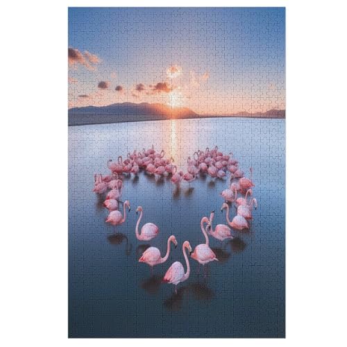 Puzzles Animal Flamingo, 1000 Teile, Puzzle Aus Holz Für Erwachsene Und Kinder Ab 12 Jahren, Lernspielzeug （78×53cm） von DDFRTYY