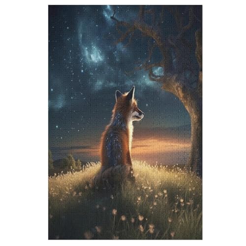 Puzzles Für Erwachsene, 1000 Teile, Animal Fuchs, Kreative Holzpuzzles, Praktisches Spiel, Familiendekoration （78×53cm） von DDFRTYY